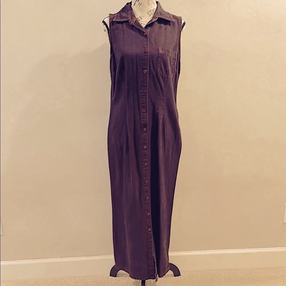 Sleeveless Colored Denim Maxi Dress